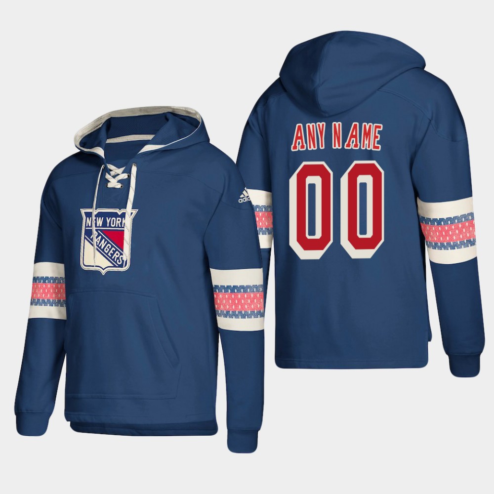 Men NHL New York Rangers Custom Pullover Hoodie Blue jerseys